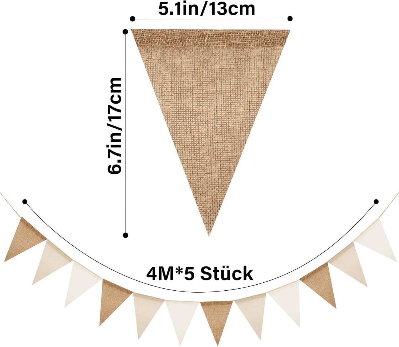 FELIXLEO Flagge 20M Wimpelkette Braun Beige Wetterfest 5 Stück Boho Girlande (1-St) Bild 3