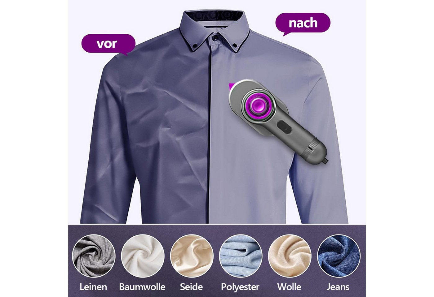FELIXLEO Dampfbügeleisen Mini Dampfbügeleisen tragbar 20S Schnellaufheizung Grau Bild 3