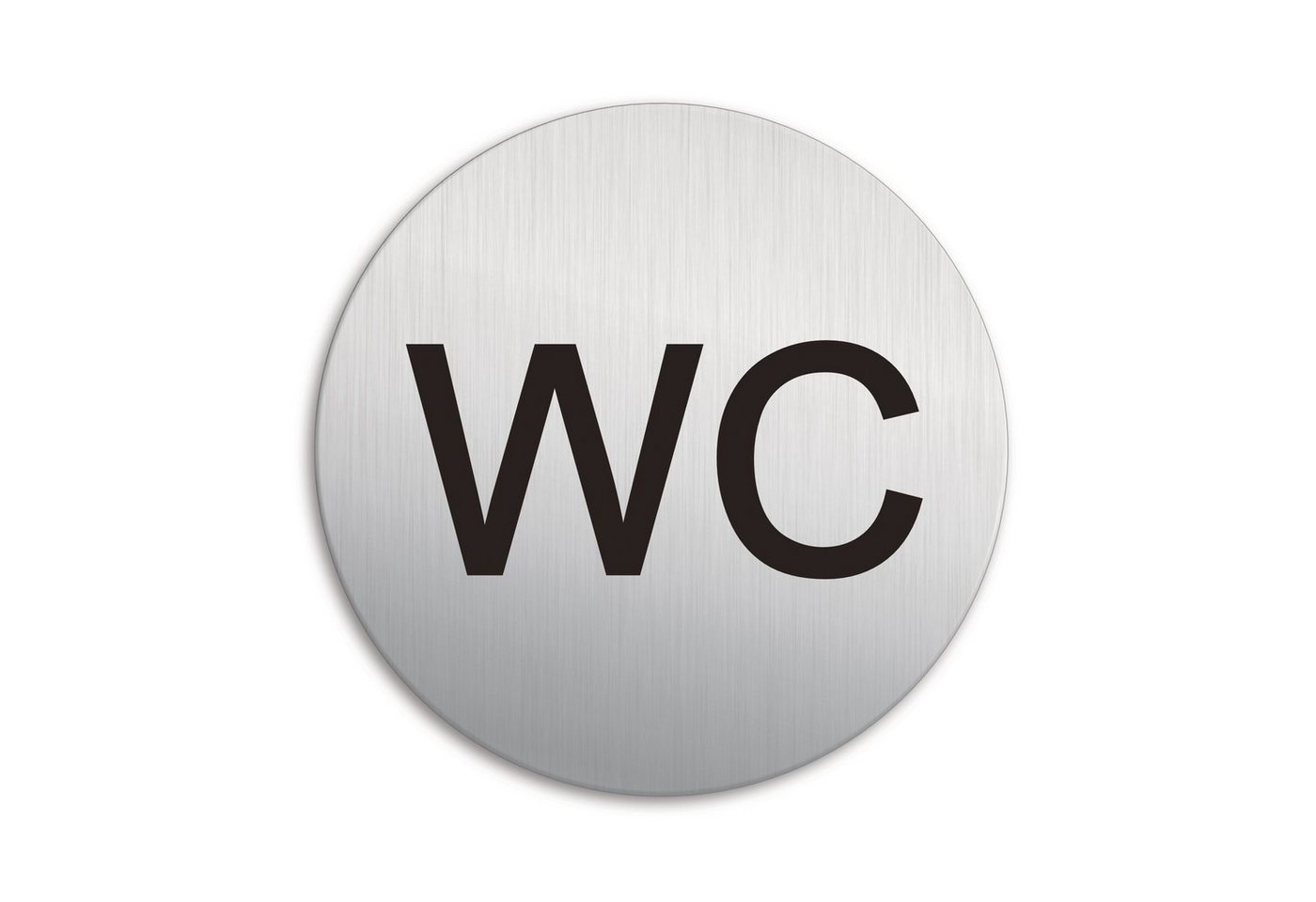 OFFORM DESIGN Hinweisschild WC Toilette Ø 100 mm Aluminium Edelstahloptik selbstklebend, (1 St)