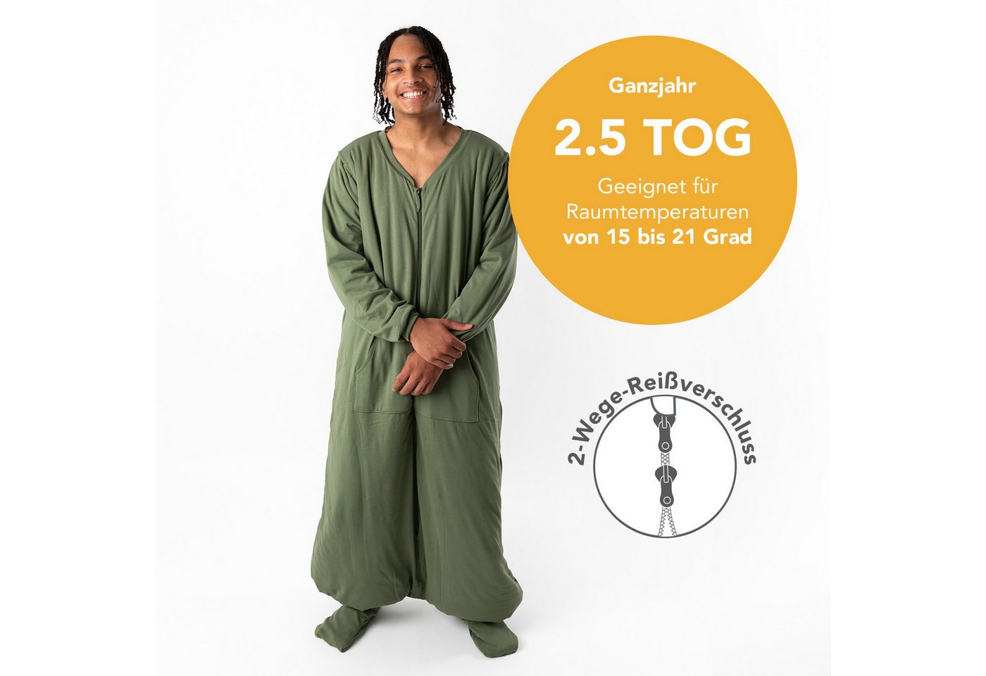 Schlummersack Hüttenschlafsack Erwachsenenschlafsack mit Füßen ganzjährig, 2.5 Tog wattiert Bild 4