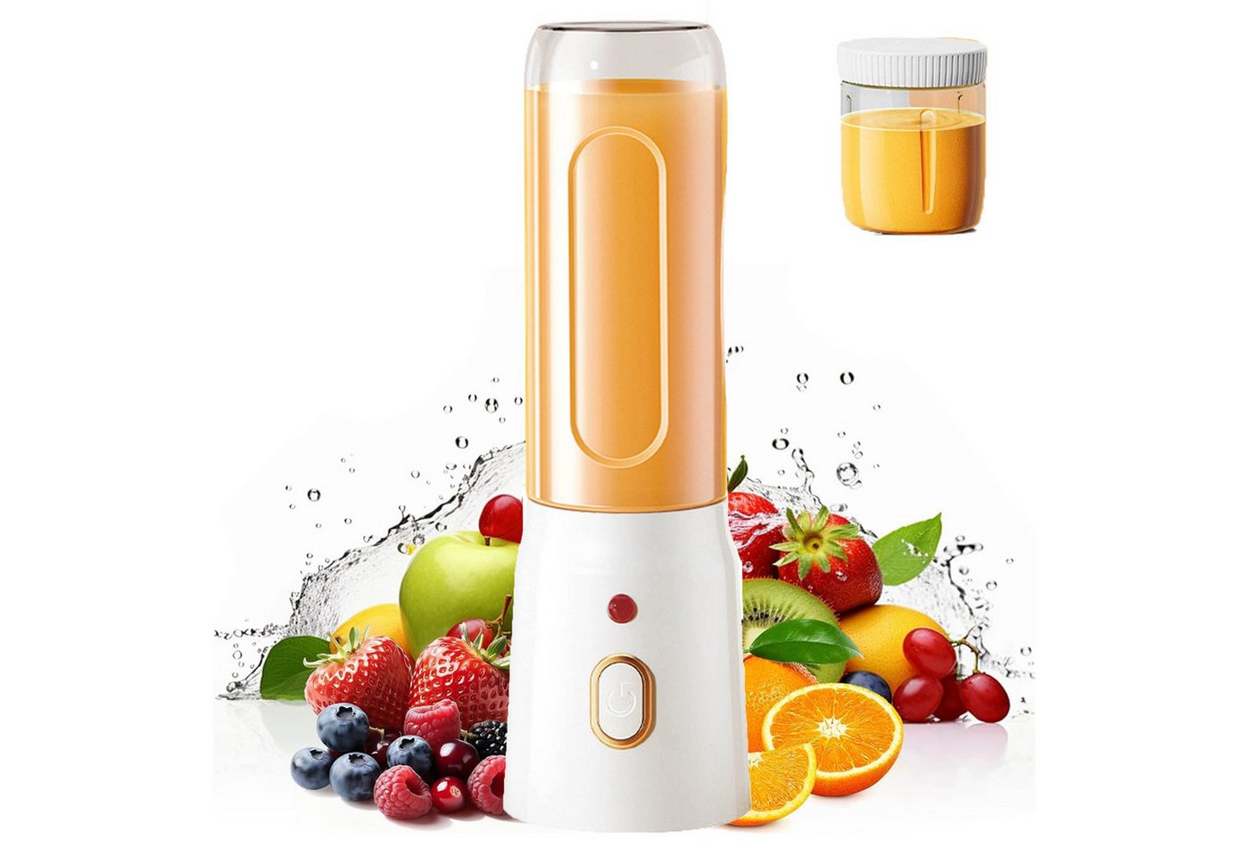 KINSI Akku-Smoothie-Maker Tragbarer Smoothie Mixer 450 ml, USB Mini Mixer mit 10 Klingen, 40 W, Motor bis 21000 U/min für feine Smoothies und Shakes