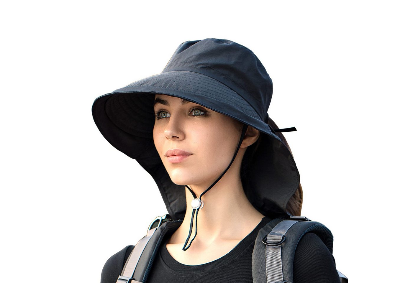 Coonoor Fischerhut Sonnenhut Damen UPF 50+ Outdoor UV Summer Cap mit Nackenschutz (1-St) Faltbarer Fischerhüte für Wandern Camping Reisen Angeln