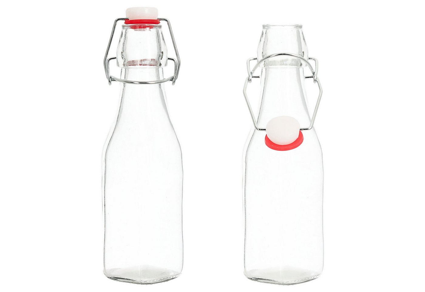 CEPEWA Isolierflasche Bügelflasche 6er Set eckig 6,5x20cm 250ml Glas Metall Dichtung Bild 3