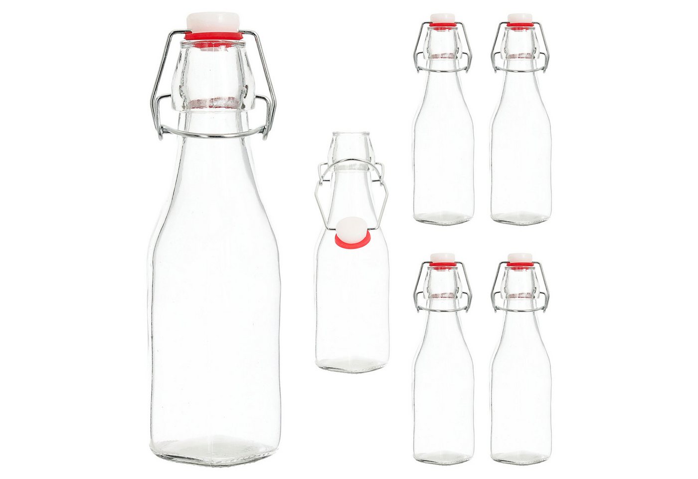 CEPEWA Isolierflasche Bügelflasche 6er Set eckig 6,5x20cm 250ml Glas Metall Dichtung Bild 5