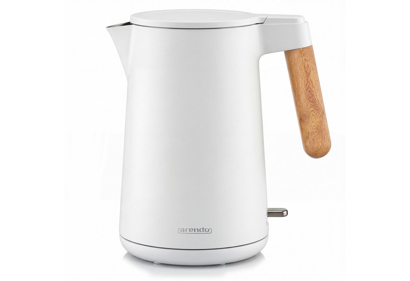 Arendo Wasserkocher Edelstahl, Doppelwand, Cool-Touch, 360° Basis, mit Griff in Holzoptik, 1,5 l, 2200 W, mit Temperatureinstellung, Trockengehschutz, BPA-frei, GS Geprüft Bild 3