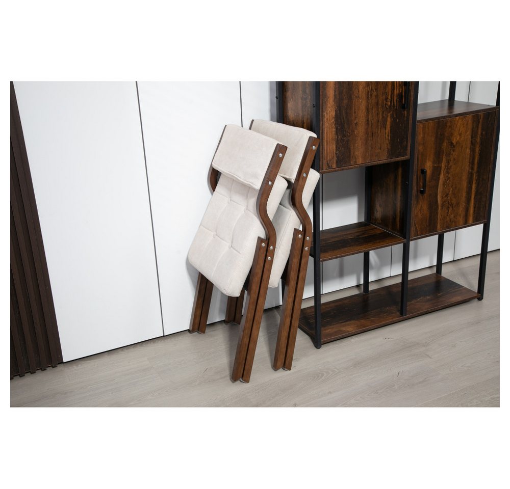 BBG Faltstuhl 2er-Set gepolsterte Klappstühle aus Holz (2 St), Esszimmerstühle mit Samtbezug und Rückenlehne,platzsparende Faltstühle Bild 2