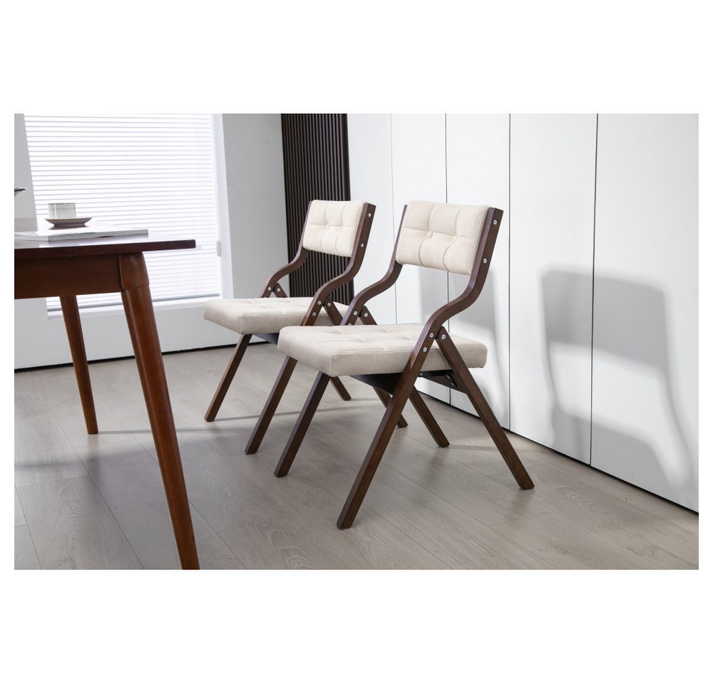 BBG Faltstuhl 2er-Set gepolsterte Klappstühle aus Holz (2 St), Esszimmerstühle mit Samtbezug und Rückenlehne,platzsparende Faltstühle Bild 5