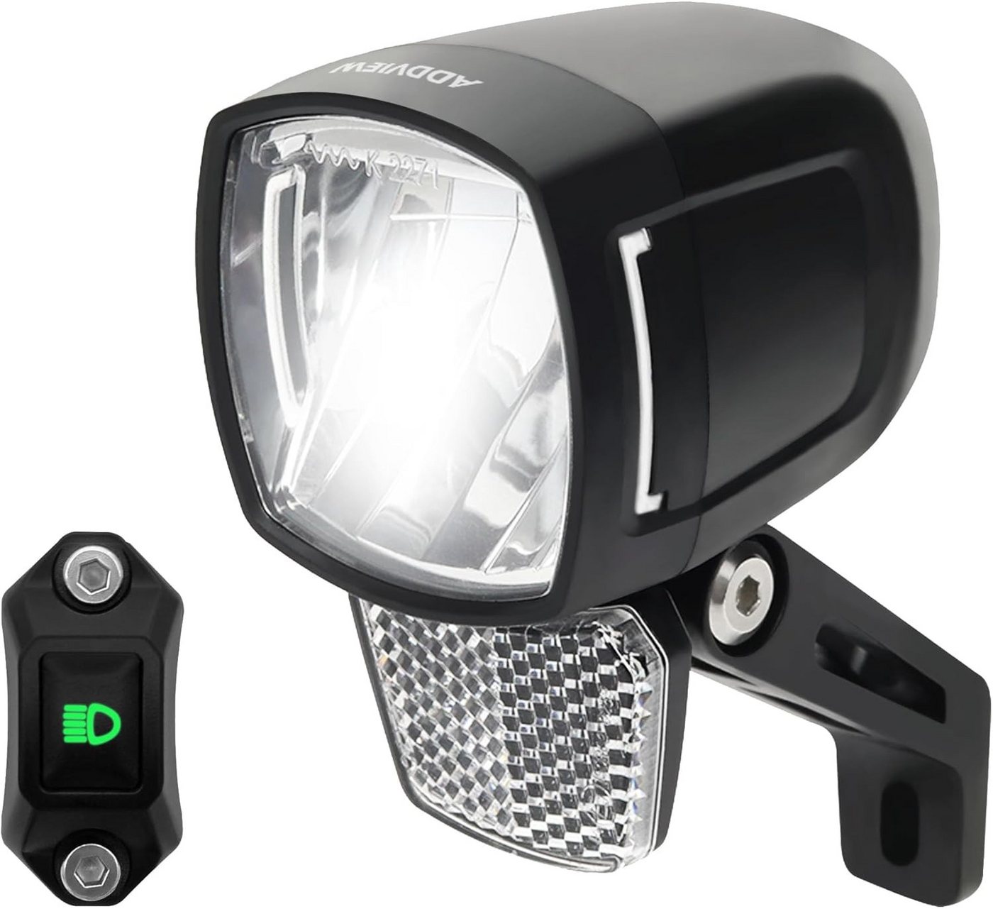 ADDVIEW Fahrradbeleuchtung E-Bike Fahrrad Scheinwerfer 150-170 Lux Frontlicht, Fernlicht E Bike Frontlampe mit Schalter - 8-48V DC Bild 3
