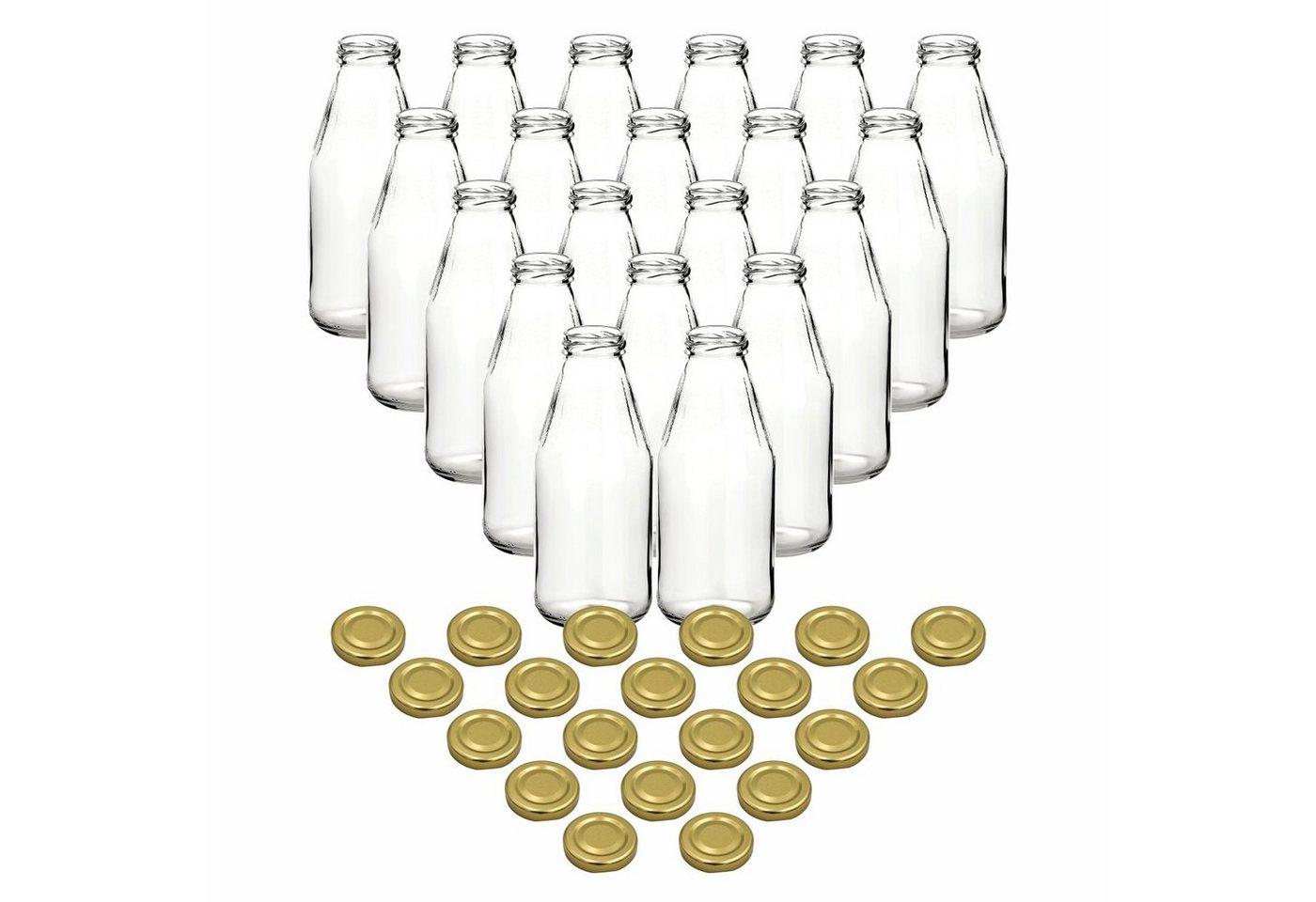 gouveo Trinkflasche Saftflaschen 500 ml mit Schraub-Deckel - Kleine Flasche 0,5 l, 20er Set, goldfarben Bild 4