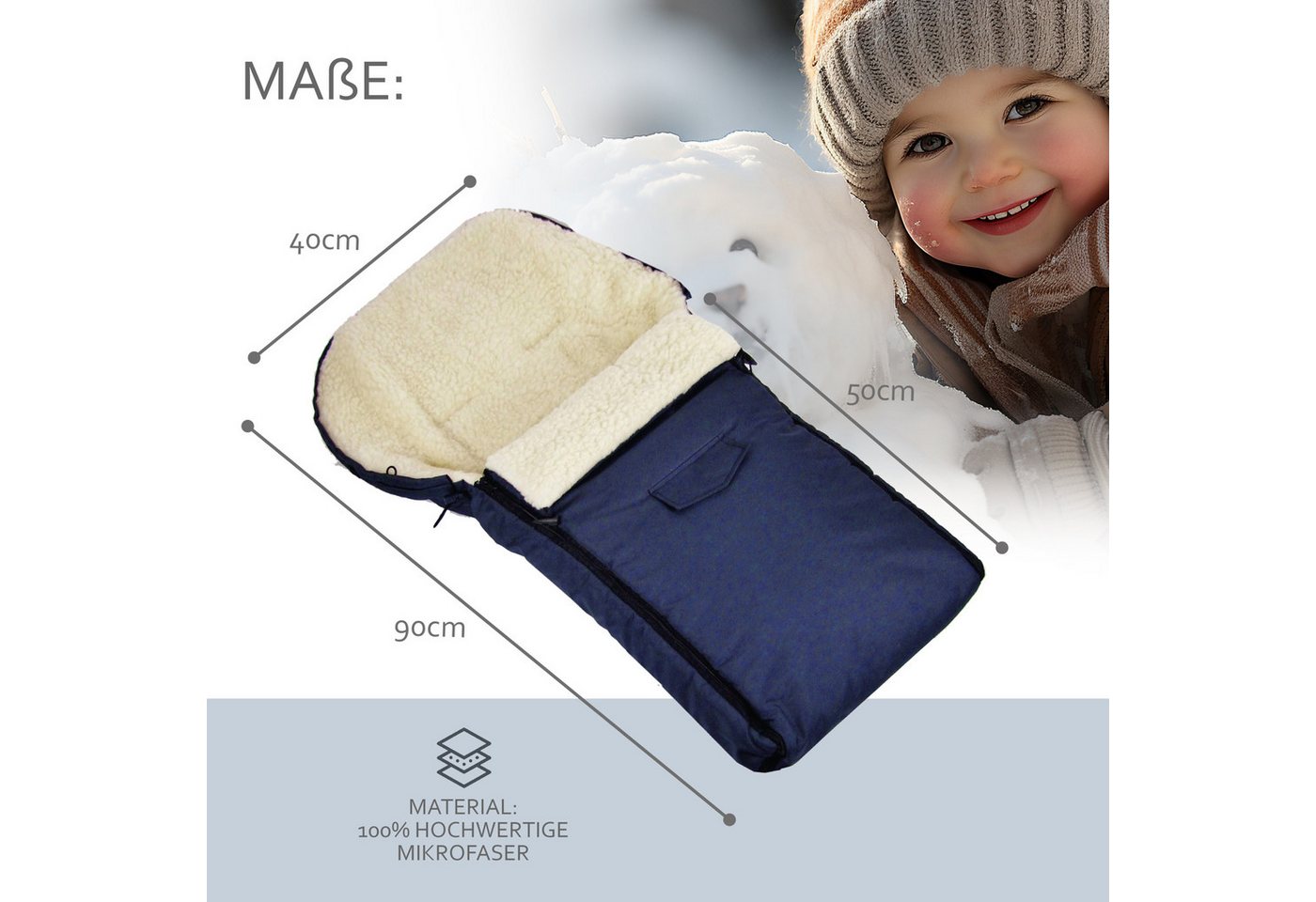 BambiniWelt by Rafael K. Fußsack Winterfußsack Babyfußsack Fußsack Kinderwagen Wolle universal 90cm, universal Bild 2