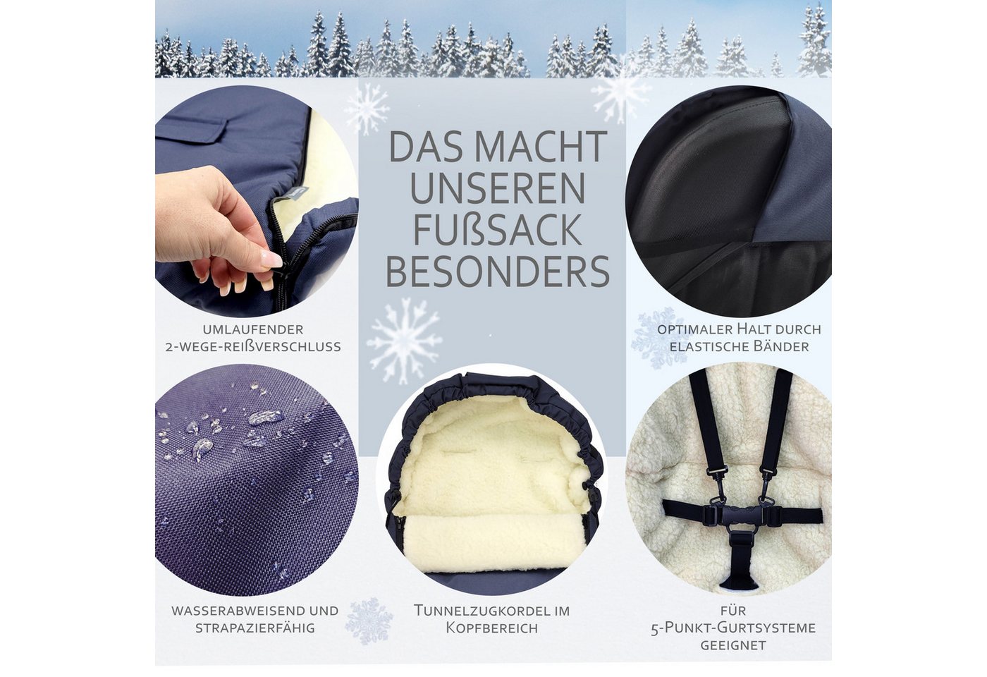 BambiniWelt by Rafael K. Fußsack Winterfußsack Babyfußsack Fußsack Kinderwagen Wolle universal 90cm, universal Bild 3