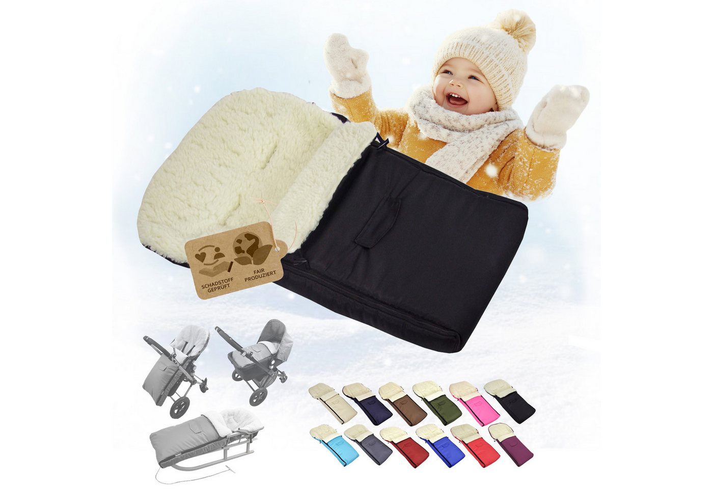BambiniWelt by Rafael K. Fußsack Winterfußsack Babyfußsack Fußsack Kinderwagen Wolle universal 90cm, universal Bild 5