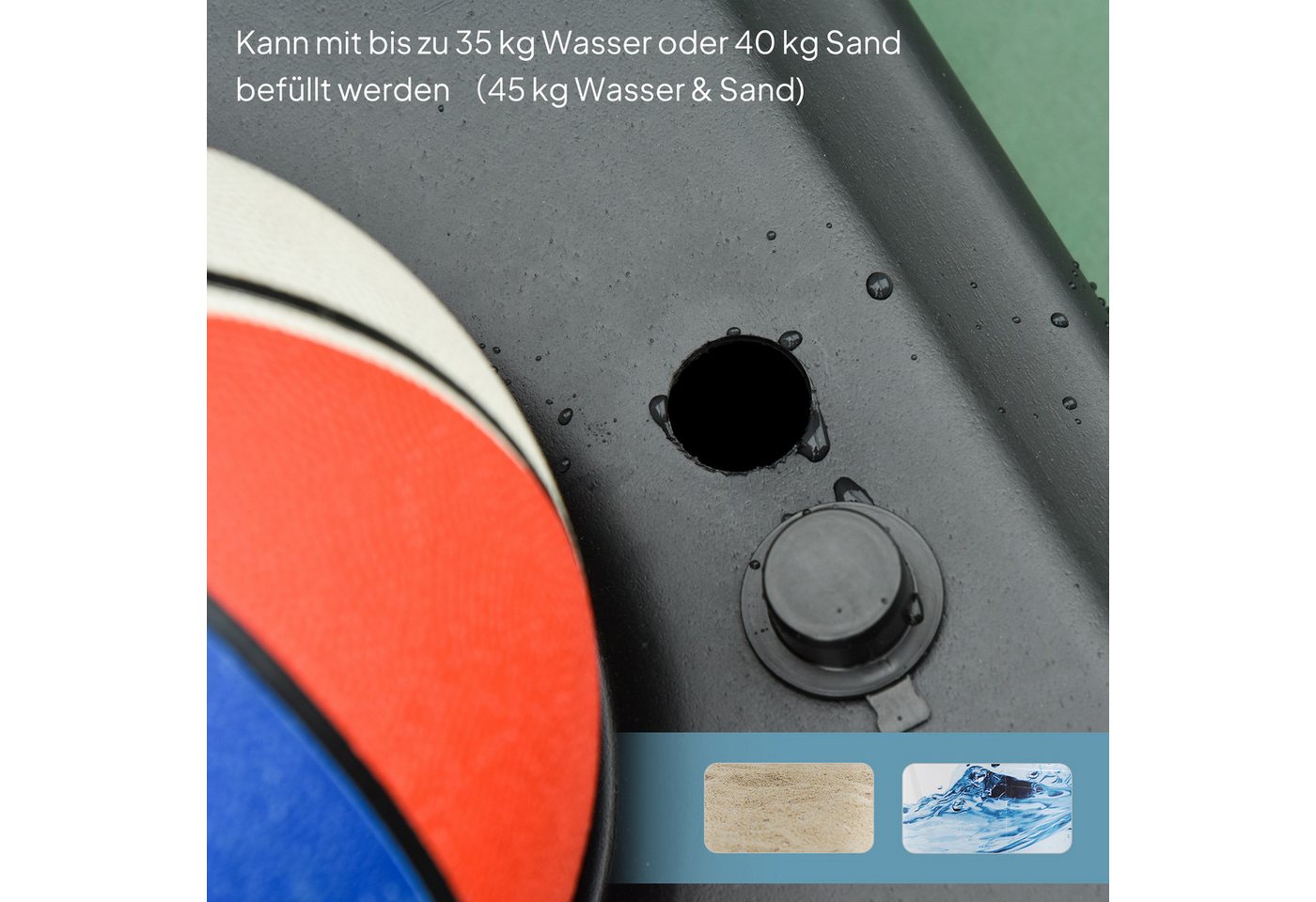 HOMCOM Basketballkorb Outdoor höhenverstellbarer Basketballständer für Jugendliche (Basketballanlage mit Ständer, 1-St., Basketballständer), für Jungendliche, Schwarz