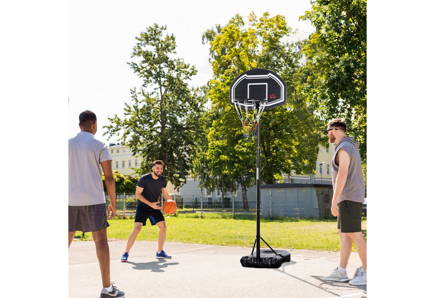 HOMCOM Basketballkorb Outdoor höhenverstellbarer Basketballständer für Jugendliche (Basketballanlage mit Ständer, 1-St., Basketballständer), für Jungendliche, Schwarz Bild 5