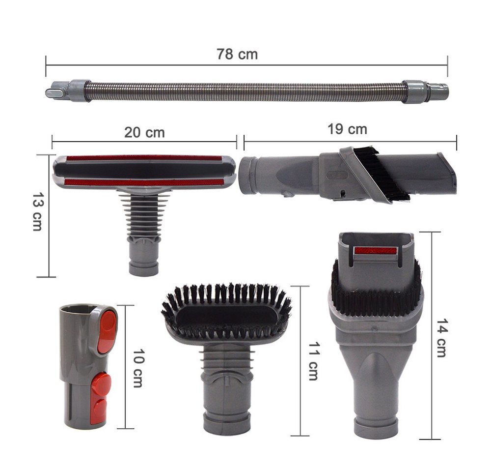 Trade-Shop Staubsaugerdüsen-Set passend für Dyson DC23T2 DC24 DC25 DC26 DC27 DC29 DC29T2 DC30 DC32, Zubehör für DC-50 DC-52 DC-55 DC-58 DC-59 DC-62, (Boden Polster-Düse)