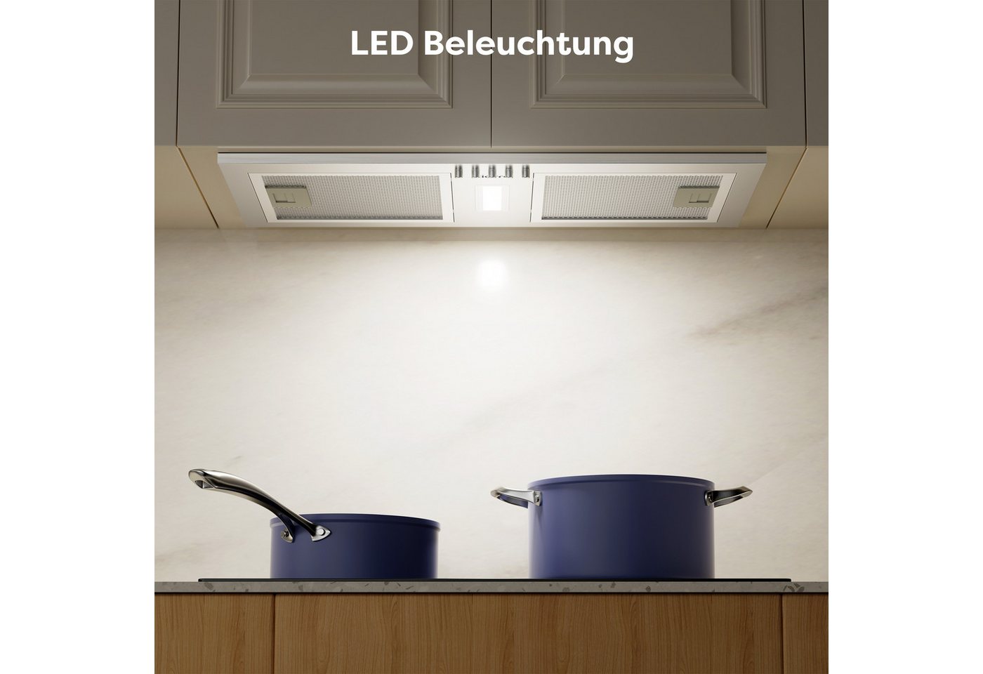 CIARRA Unterbauhaube 52cm Einbauhaube für Küchenschrank 404 m³/h Abluft & Umluft CBCS5937A Einbau-Dunstabzugshaube aus Edelstahl 3 Stufen mit LED Druckknopf Bild 4