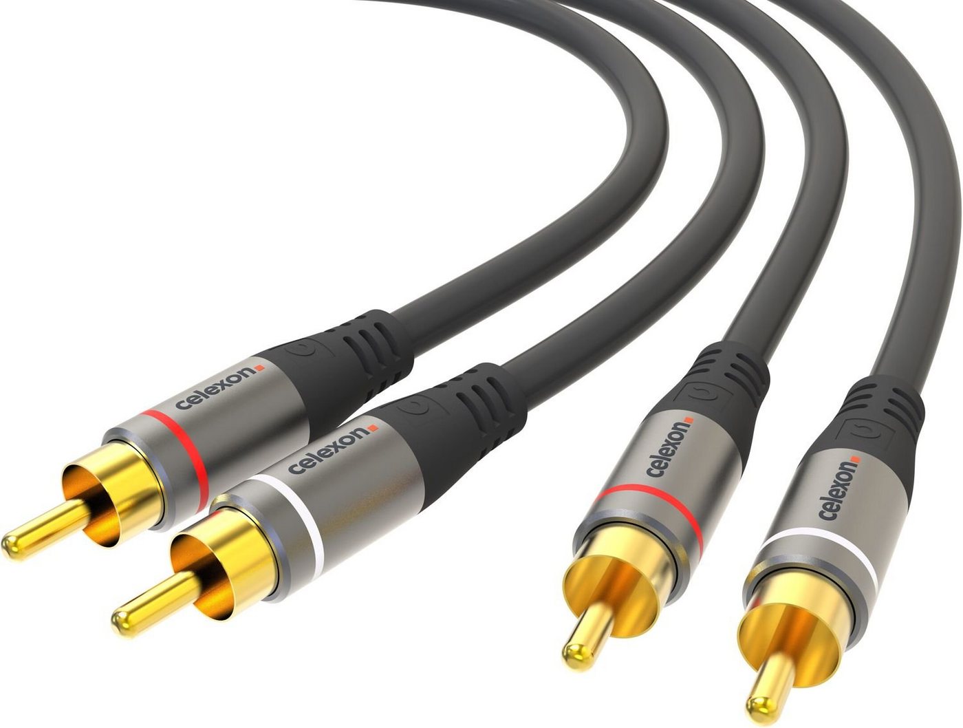 Celexon 2x Cinch Stereo Audiokabel Audio-Kabel, (300 cm), Professional Line, 3,0m, schwarz Bild 3