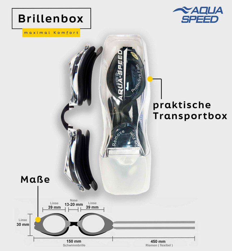 Aqua Speed Schwimmbrille mit Sehstärke für Kurzsichtige Dioptrien: -5.0 inkl. Box, (Lumina schwarz getönte Gläser -5,0), Leichtes Design angenehm auch bei langen Sets Bild 4