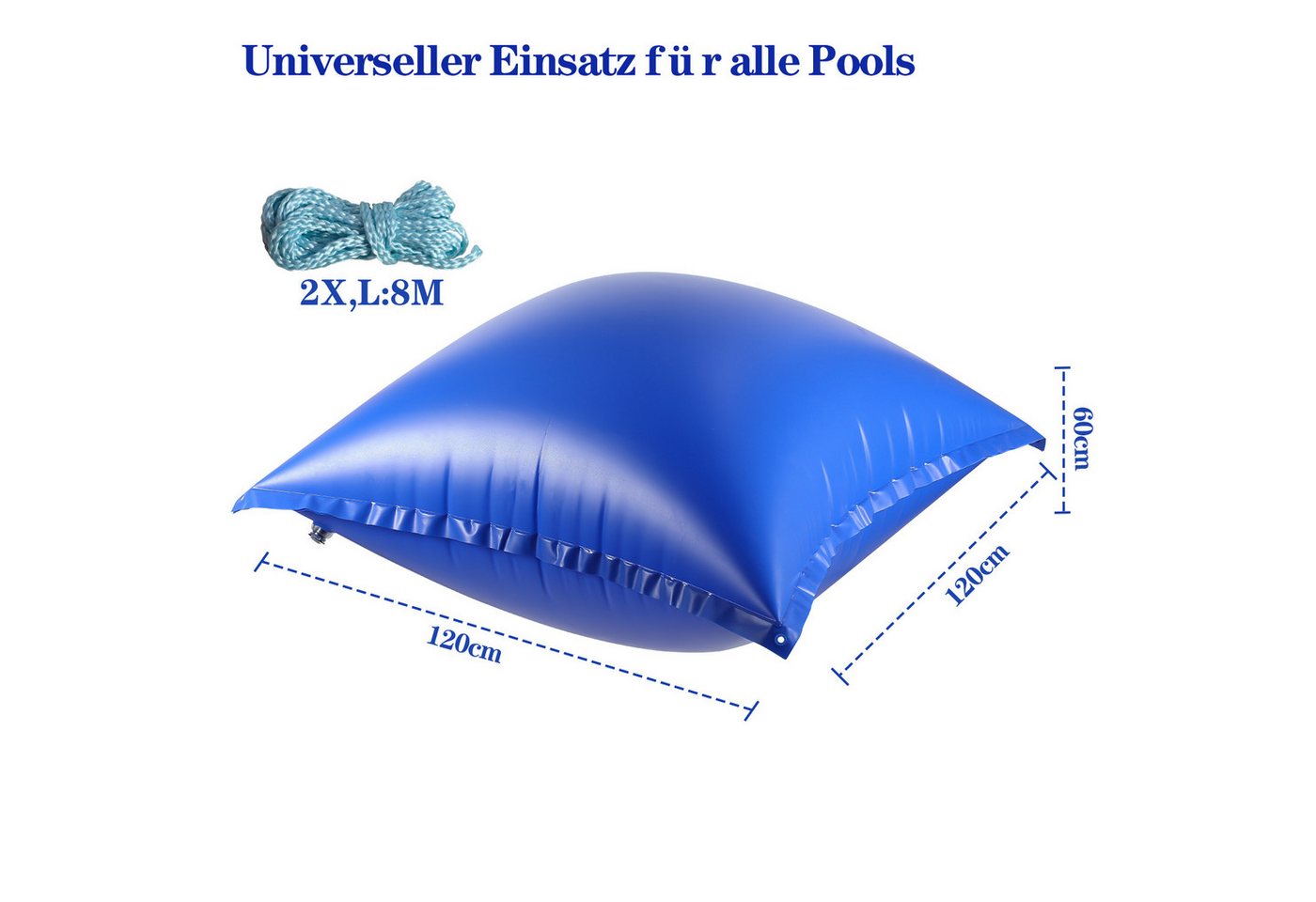 Clanmacy Pool-Abdeckplane 6x Poolkissen Winter Garten PVC Verstärktes Material Pool 120 x 120cm