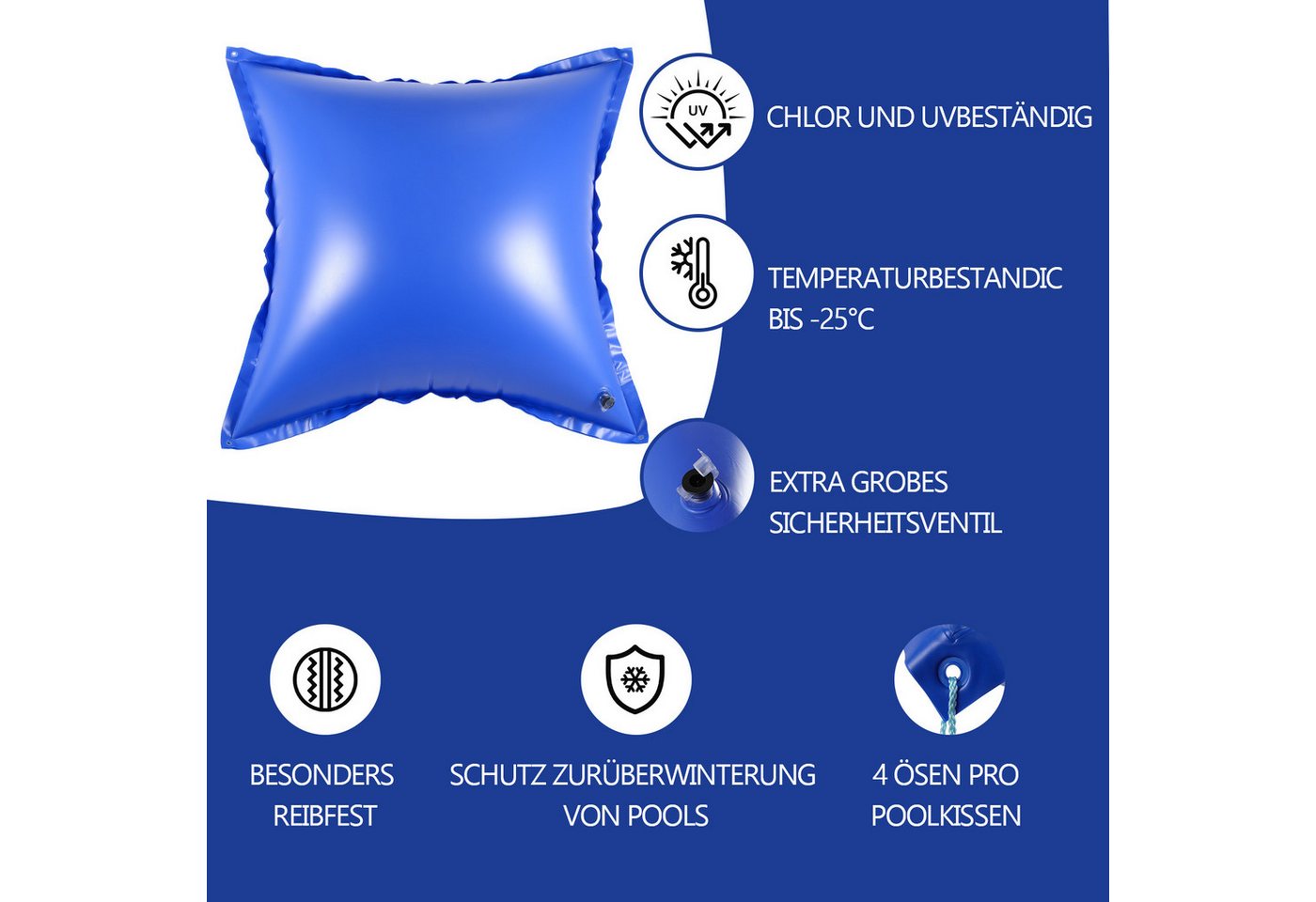 Clanmacy Pool-Abdeckplane 6x Poolkissen Winter Garten PVC Verstärktes Material Pool 120 x 120cm Bild 2