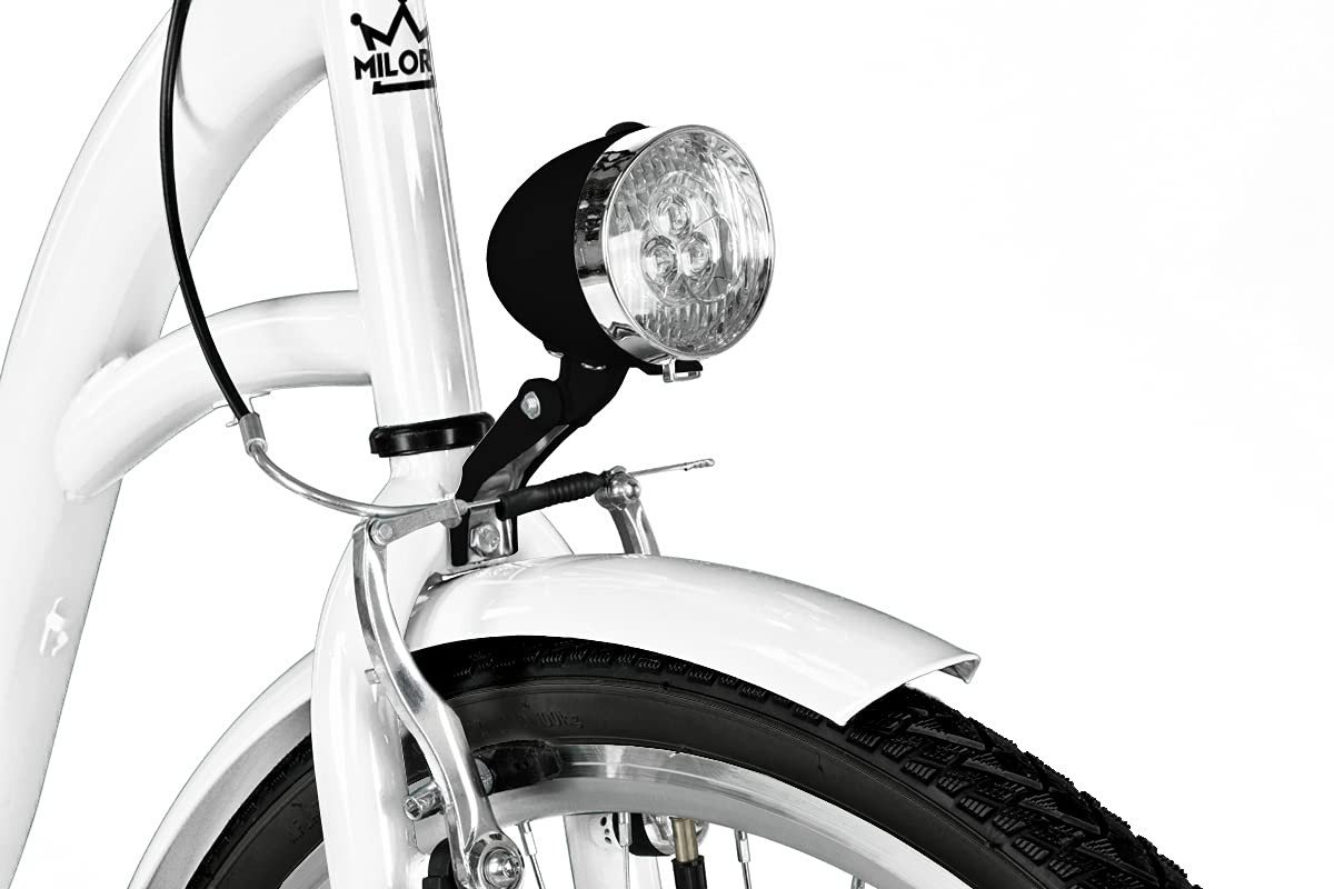 Milord Cityrad Milord City Fahrrad Korb Damenfahrrad, 28/26 Zoll, Weiß, 3-Gang, 3 Gang, (Fahrradständer, Gepäckträger, Klingel, Korb, Kotflügel)