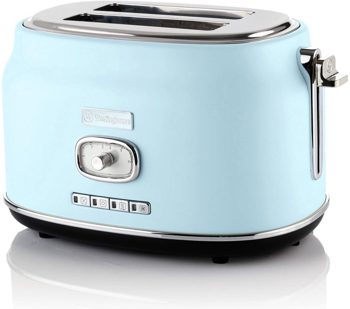 Westinghouse Toaster Retro-Serie 2-Scheiben 815 W mit Brötchenaufsatz, 2 kurze Schlitze, für 2 Scheiben, 815,00 W, extra breite Schlitze, Brötchenaufsatz, Auftaufunktion