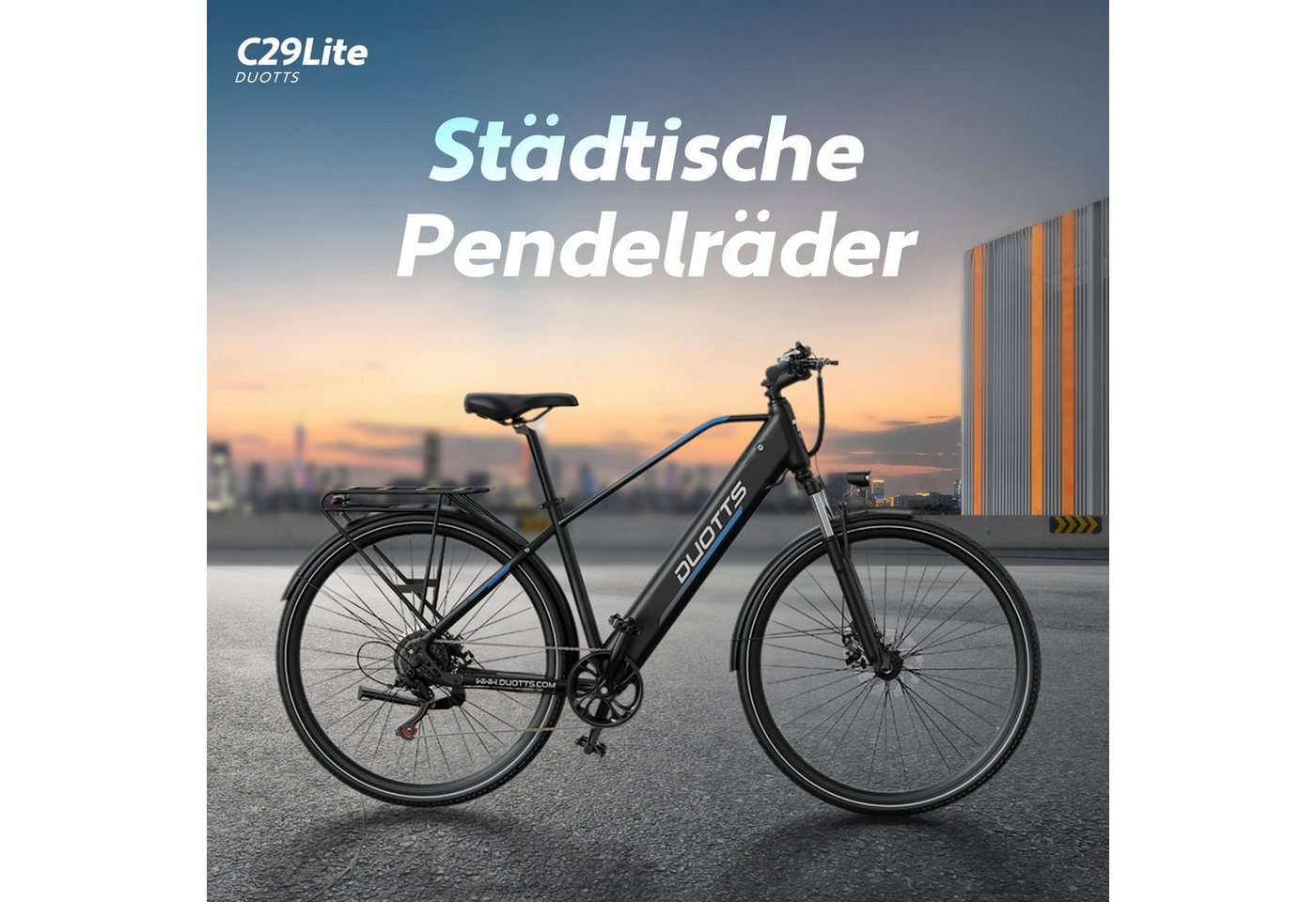 DUOTTS E-Bike Mountainbike Herren Damen E-Citybike 28 Zoll 250W 468Wh 90km Scheibenbremse, Kettenschaltung, Heckmotor, 468 Wh, (Beleuchtungsset mit Batterieladegerät, Batterieschlüssel, Werkzeug), E-Bike mit Scheibenbremsen, Federgabel & 27,5" pannensicheren Reifen Bild 4