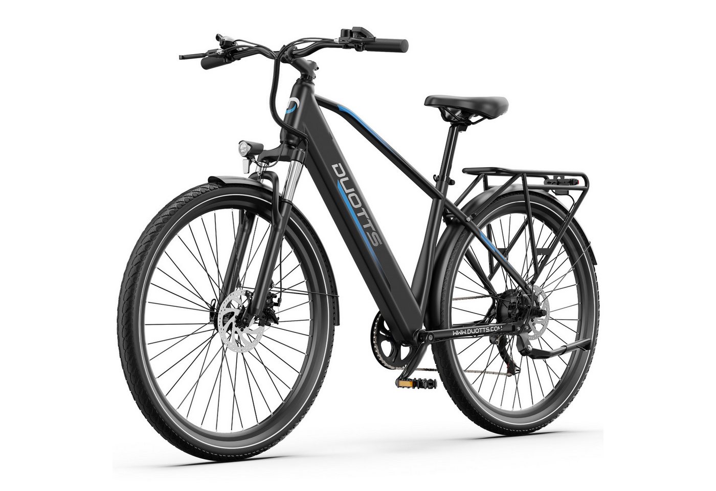 DUOTTS E-Bike Mountainbike Herren Damen E-Citybike 28 Zoll 250W 468Wh 90km Scheibenbremse, Kettenschaltung, Heckmotor, 468 Wh, (Beleuchtungsset mit Batterieladegerät, Batterieschlüssel, Werkzeug), E-Bike mit Scheibenbremsen, Federgabel & 27,5" pannensicheren Reifen Bild 5