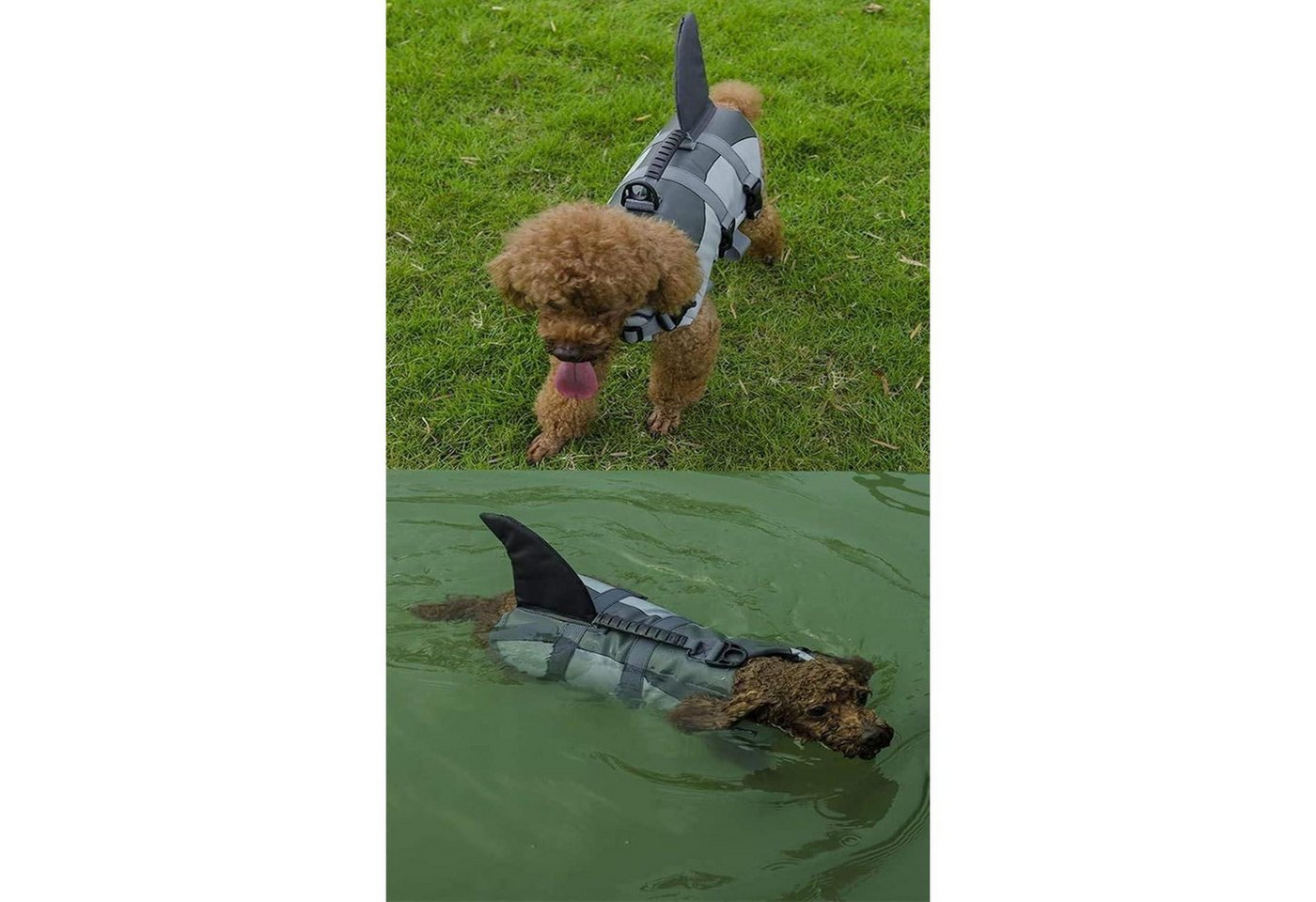 LuxusKollektion Rettungsweste Hundeschwimmweste Hai größenverstellbar Griff L Grau Bild 3