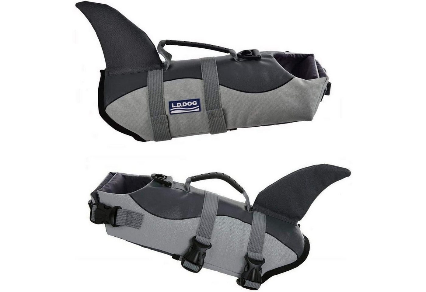 LuxusKollektion Rettungsweste Hundeschwimmweste Hai größenverstellbar Griff L Grau Bild 4