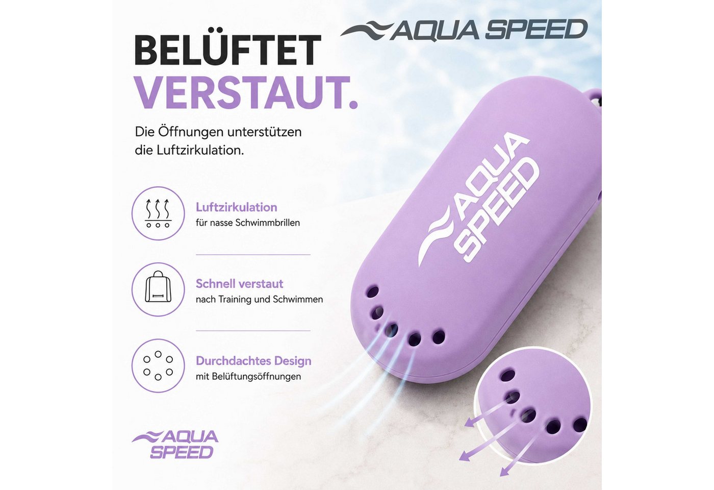 Aqua Speed Schwimmbrille Silikon Case für Schwimmbrillen / Brillen, Aqua-Fitness Wassergymnastik Stützend Bild 2