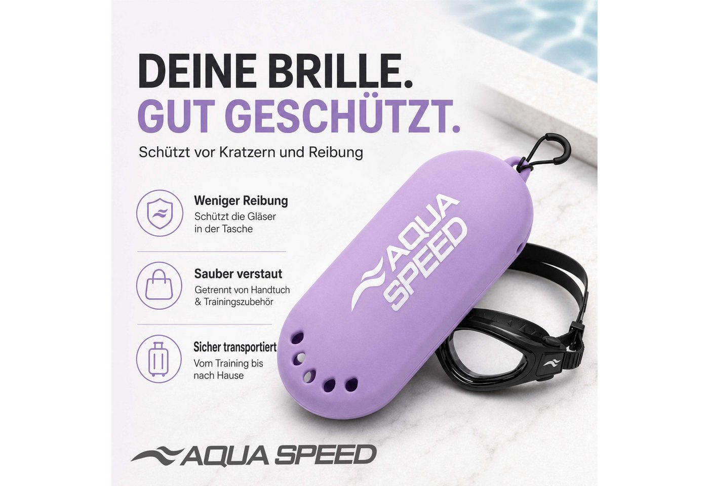Aqua Speed Schwimmbrille Silikon Case für Schwimmbrillen / Brillen, Aqua-Fitness Wassergymnastik Stützend Bild 4