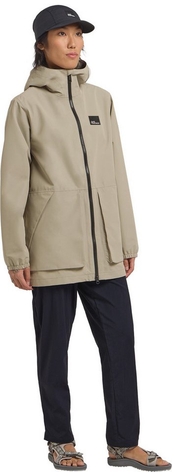 Jack Wolfskin Funktionsparka TERRAVIEW 2L PARKA W mit Kapuze, atmungsaktiv, wasserdicht, winddicht, länger geschnitten
