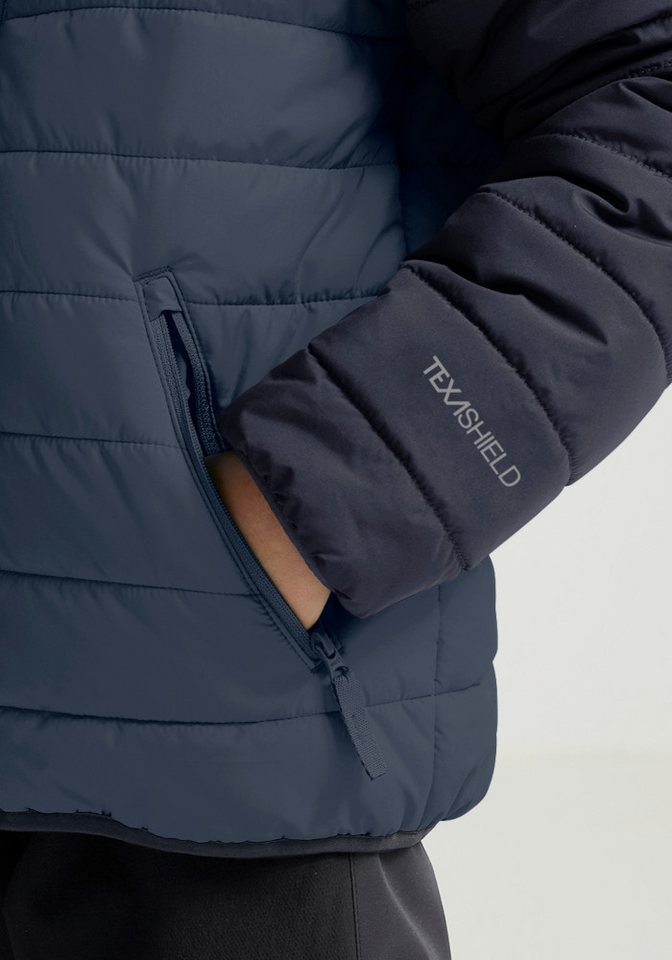 Jack Wolfskin Outdoorjacke ZENON JKT KIDS für Kinder, im Puffer-Design, wasserabweisend, winddicht, mit Kapuze