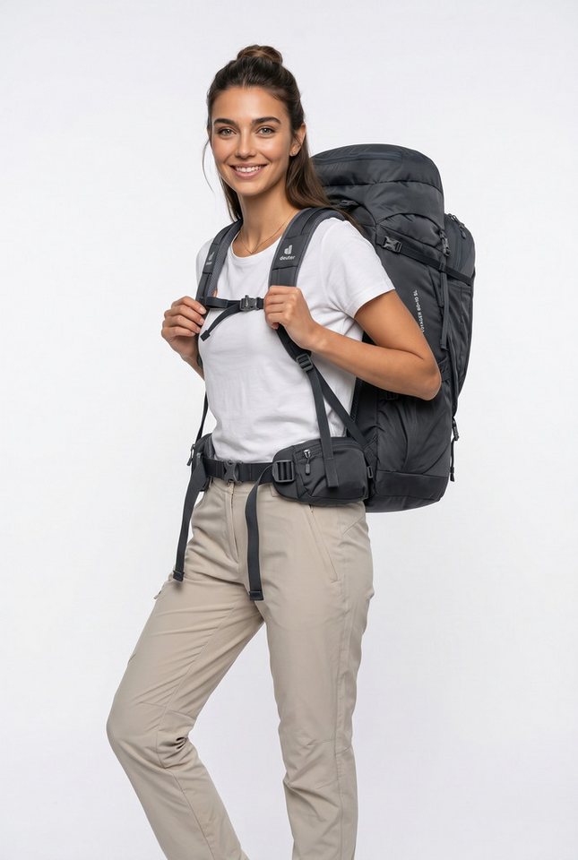 deuter Reiserucksack Voyager 60+10 SL (2-tlg), mit 70 Litern Volumen, aus Polyamid und Polyester