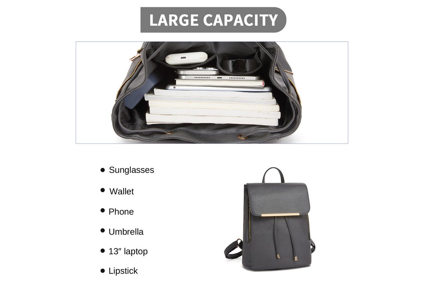 Miss Lulu Tagesrucksack Rucksack für Damen – kleiner, wasserdichter Cityrucksack Bild 5
