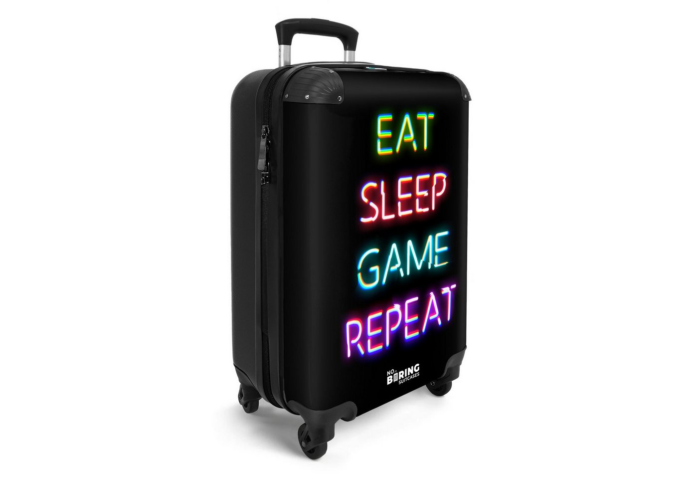 NoBoringSuitcases.com© Kinderkoffer Spiele - Neon - Zitat 55x35x20cm, Kinder Koffer Klein, Trolley Handgepäck, Reisekoffer