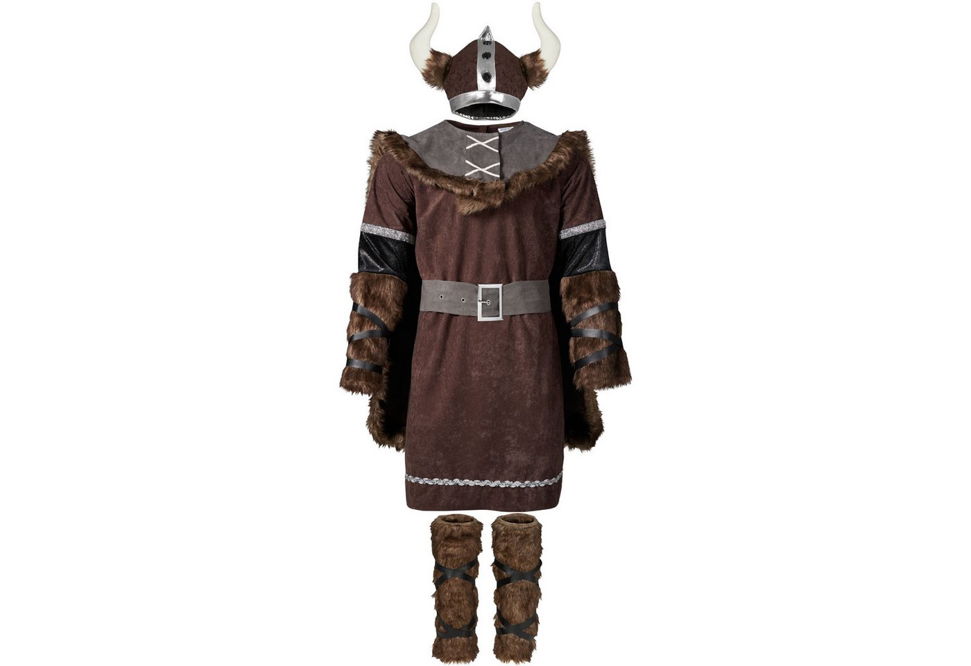 dressforfun Wikinger-Kostüm Nordfrau/Kriegerin Wikinger, in braun, Gr. XXL, Mit Oberteil, Gürtel, Umhang und mehr, Komplettes Set: Alle wichtigen Accessoires inkl. Bild 4