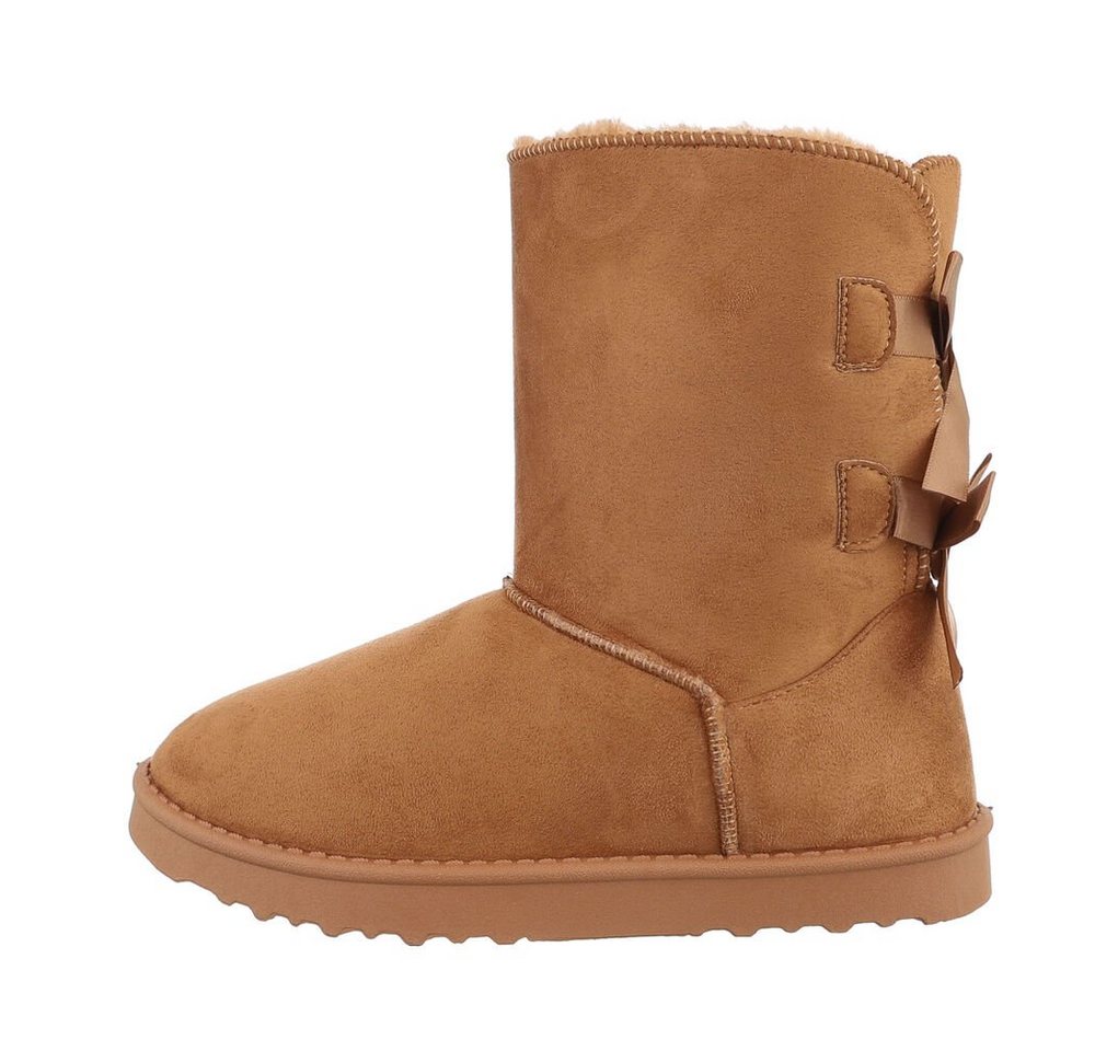 Ital-Design Damen Snowboots Freizeit Snowboots (84906887) Flach Flache Stiefeletten in Camel