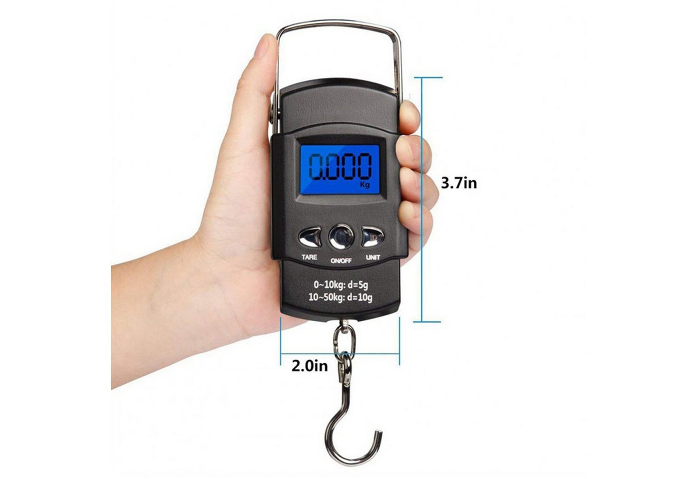 feinlux Kofferwaage Kofferwaage Digitalwaage zum Angeln,Hängewaage, Tragkraft 50 kg, (Einzelprodukt), LCD-Display,Tragkraft 50kg Bild 2