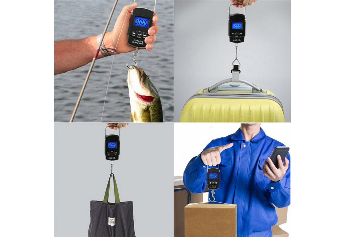 feinlux Kofferwaage Kofferwaage Digitalwaage zum Angeln,Hängewaage, Tragkraft 50 kg, (Einzelprodukt), LCD-Display,Tragkraft 50kg Bild 4