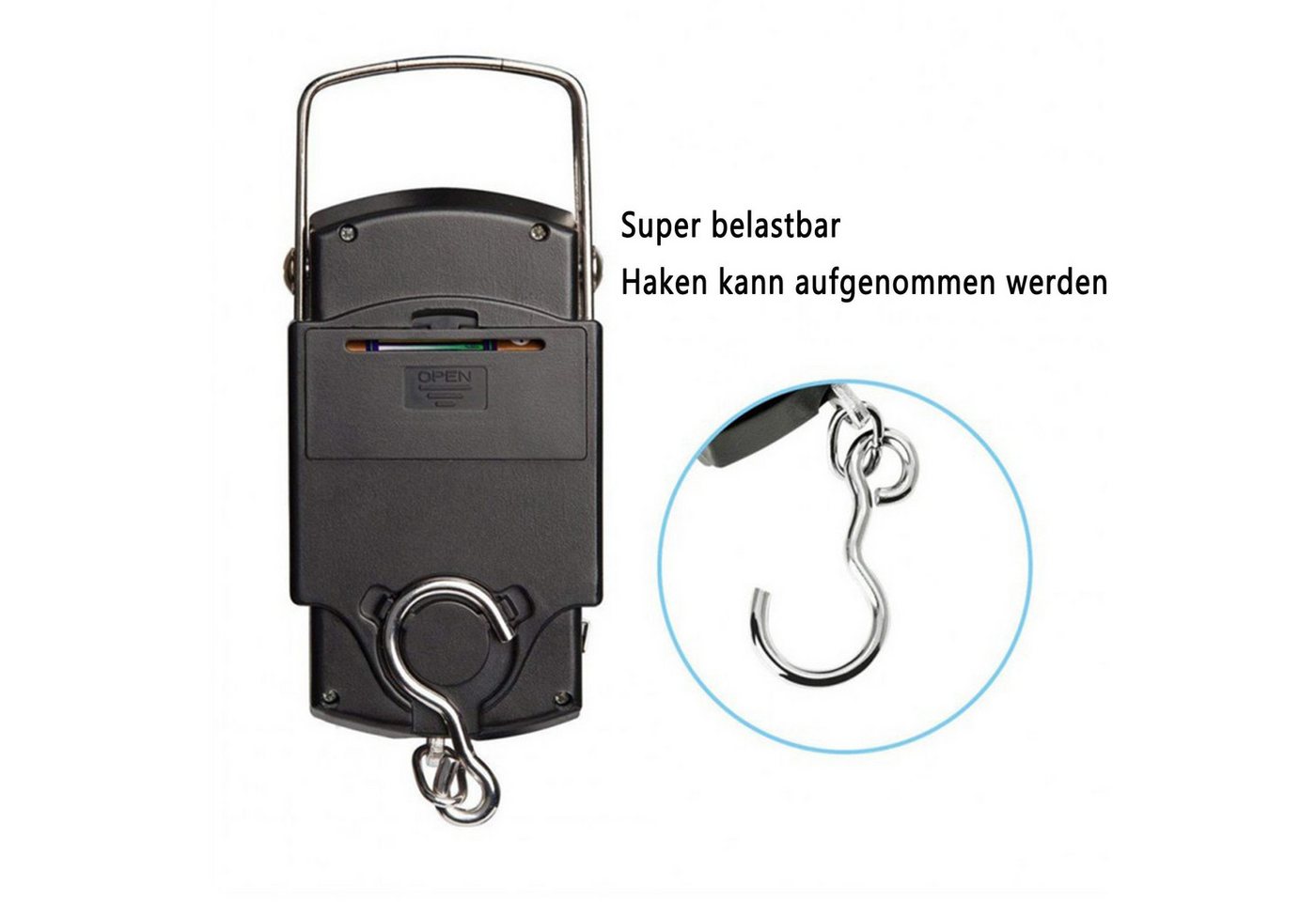 feinlux Kofferwaage Kofferwaage Digitalwaage zum Angeln,Hängewaage, Tragkraft 50 kg, (Einzelprodukt), LCD-Display,Tragkraft 50kg Bild 5