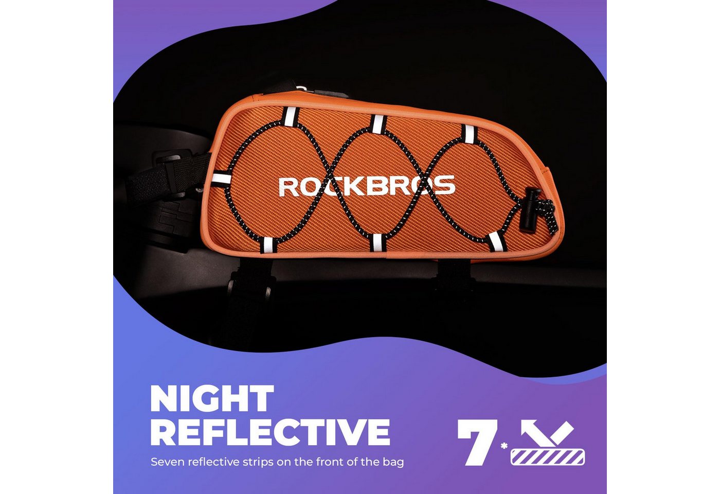 ROCKBROS Rahmentasche Rahmentasche Oberrohrtasche 1 L, reflektierend, wasserabweisend, einfache Montage Bild 4