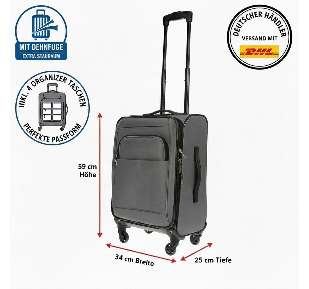 Christian Wippermann Business-Trolley Handgepäck Trolley Handgepäckkoffer Reiskoffer, 4 Rollen, mit TSA-Schloss Bild 5