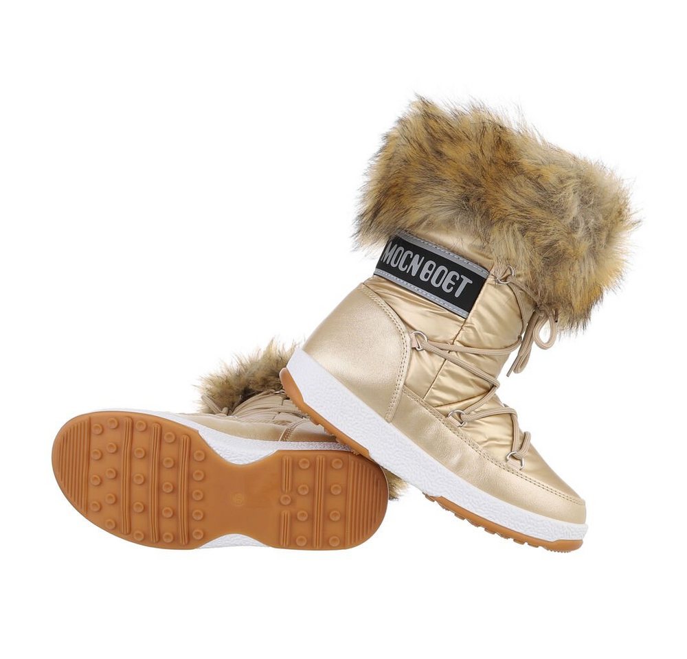 Ital-Design Damen Snowboots Freizeit Snowboots (85135902) Flach Schnürstiefeletten in Gold Bild 2