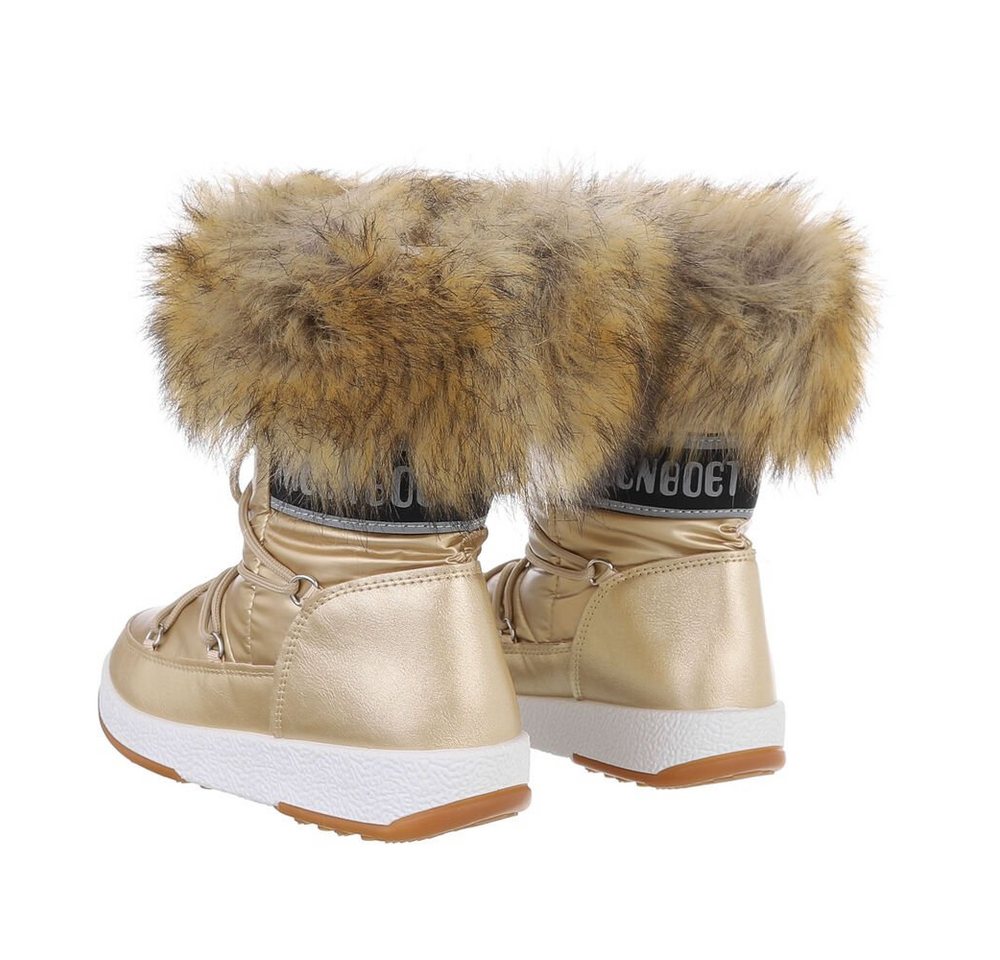 Ital-Design Damen Snowboots Freizeit Snowboots (85135902) Flach Schnürstiefeletten in Gold Bild 4