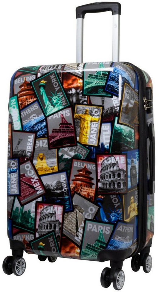 Warenhandel König Trolleyset Tourist Attractions, 4 Rollen, (Gr. M, L und XL, 3 tlg., Hartschalen Trolley Set), mit Motiv, Dehnfalte für Gr. L und XL, aufrecht rollbar, Hartschale Bild 4
