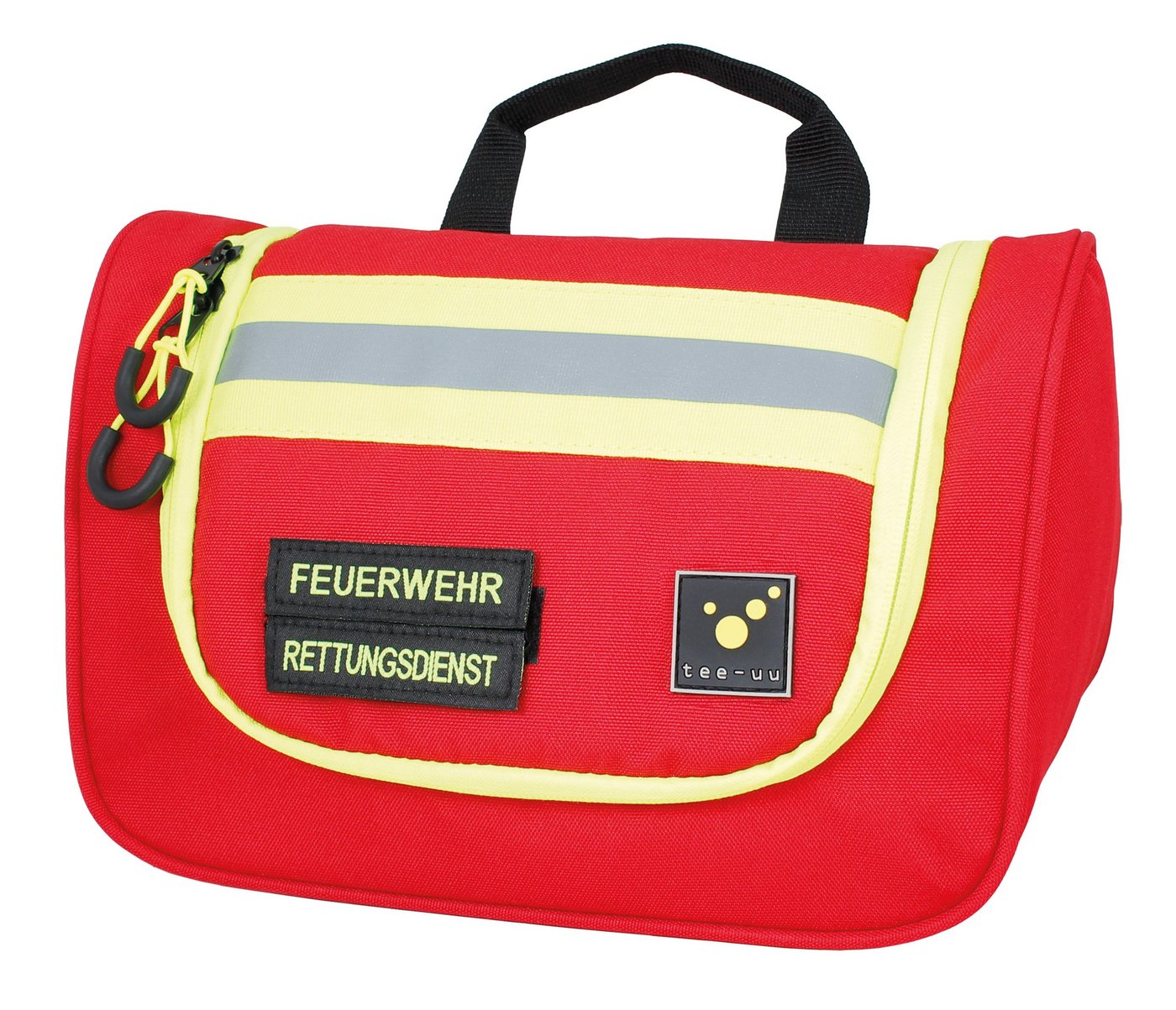 tee-uu Kulturbeutel Tee-uu HERO Waschbeutel / Kulturtasche Rot (1-tlg., robust & praktisch), mit Rettungsdienst- / Feuerwehr-Emblem