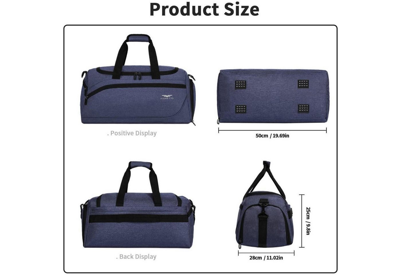 LuxusKollektion Sporttasche Sporttasche Schuhfach Nassfach wasserdicht 35L Navy Blau 35l-blau