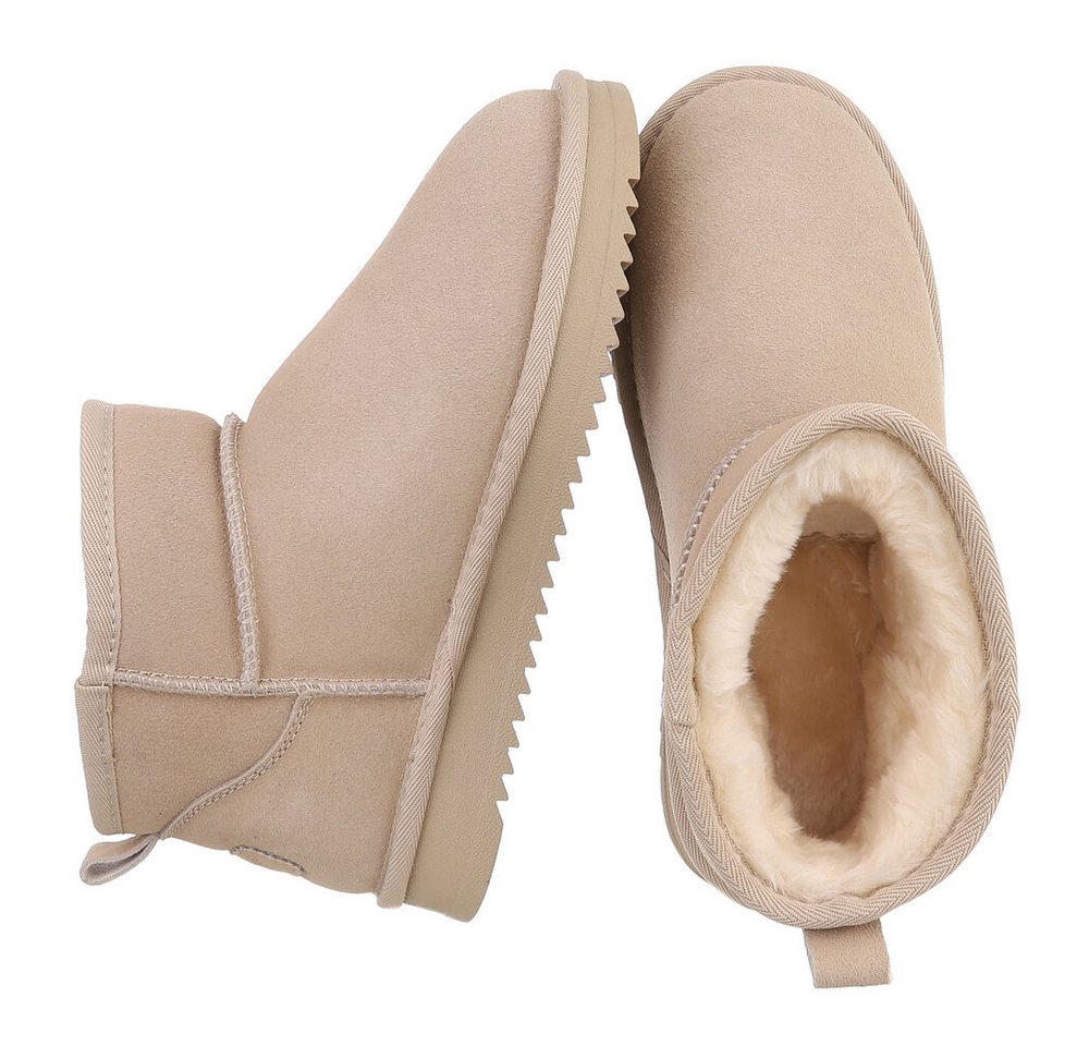 Ital-Design Damen Leder Slip-On Stiefelette mit Profilsohle Snowboots (92214554) Flach Flache Stiefeletten in Beige Bild 3